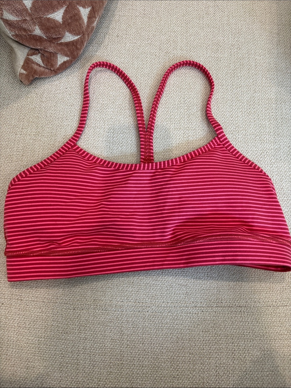 lululemon athletica Pink Striped Racerback Bikini Top